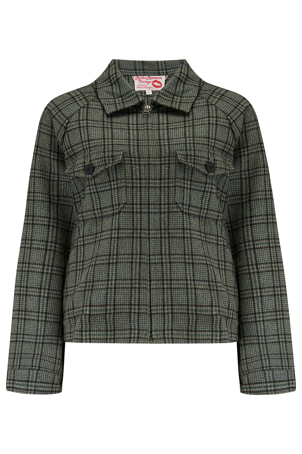 The "Bobby Jacket" in Woven Gray/Brown Check Wool With Luxury Satin Lining, Classic Rockabilly Style