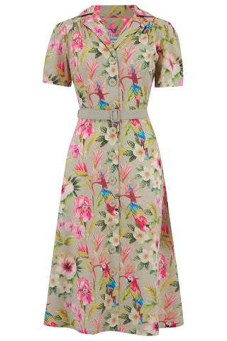 **Sample Sale** The "Charlene" Shirtwaister Dress in Paradise Print, True & Authentic 1950s Vintage Style - True and authentic vintage style clothing, inspired by the Classic styles of CC41 , WW2 and the fun 1950s RocknRoll era, for everyday wear plus events like Goodwood Revival, Twinwood Festival and Viva Las Vegas Rockabilly Weekend Rock n Romance Rock n Romance