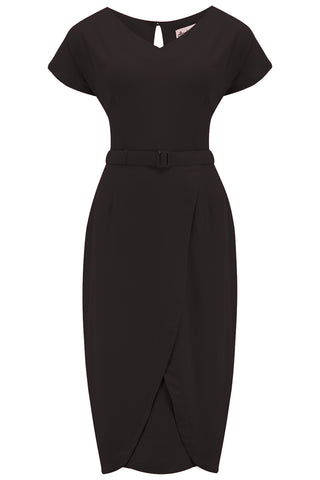 The “Dita" V Neck Sheath Dress in Black, True19 50s Vintage Style