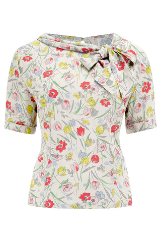 Cindy Blouse In Poppy Print, Classic 1940s Vintage Inspired Style