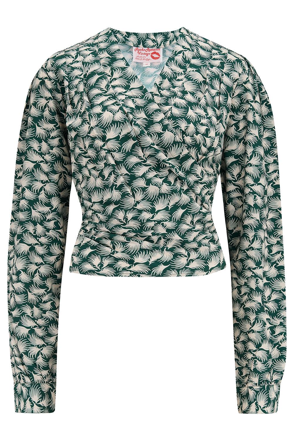 Rock N Romance Darla Long Sleeve 40s Wrap Blouse Wine main image 0