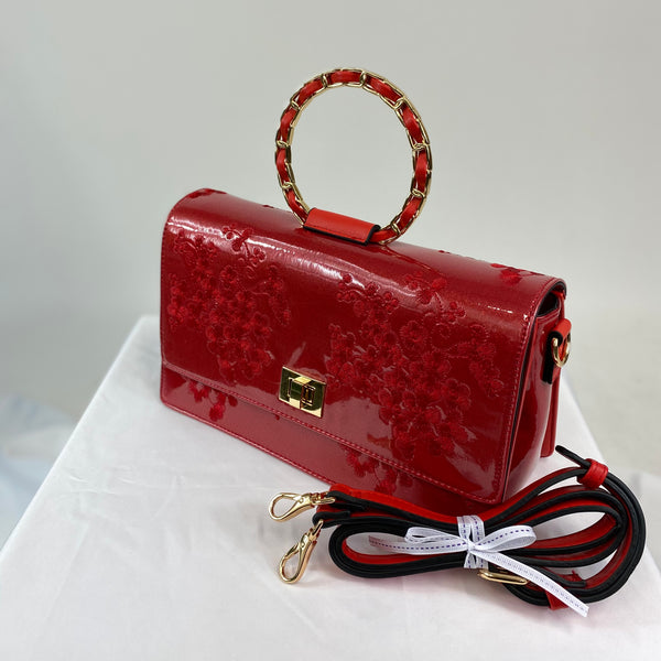 Vintage Inspired Elegant Evie Handbag In Poppy Red - True and authentic vintage style clothing, inspired by the Classic styles of CC41 , WW2 and the fun 1950s RocknRoll era, for everyday wear plus events like Goodwood Revival, Twinwood Festival and Viva Las Vegas Rockabilly Weekend Rock n Romance Classic Bags In Bloom