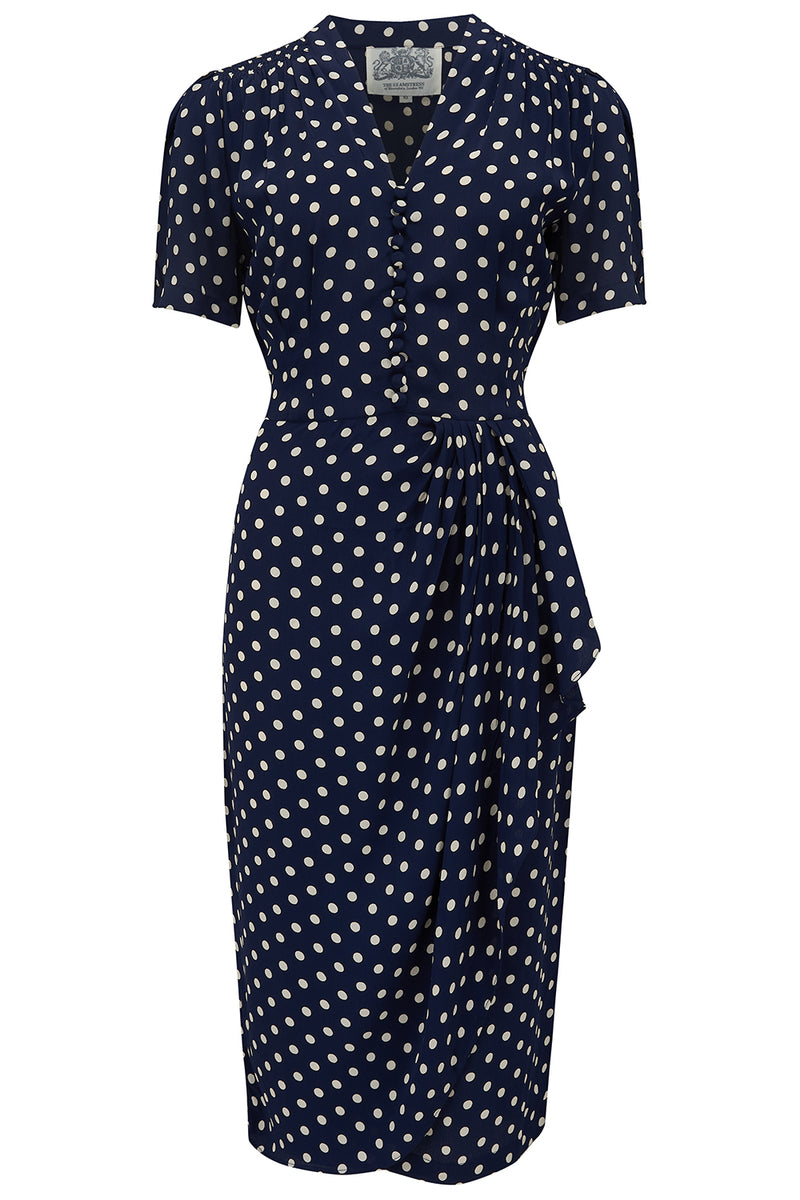 "Mabel" Dress in Mimosa Yellow Print, A Classic 1940s Vintage Style