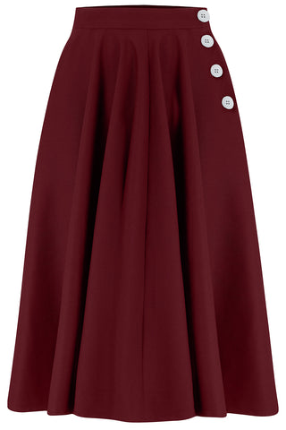 "Sylvia" Tailored Skirt in Burgundy , Classic & Authentic 1940s Vintage Inspired Style - CC41, Goodwood Revival, Twinwood Festival, Viva Las Vegas Rockabilly Weekend Rock n Romance The Seamstress Of Bloomsbury