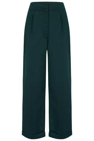 "Audrey" Tailored Trousers in Green Perfectly Authentic 1940s Vintage Inspired Style - CC41, Goodwood Revival, Twinwood Festival, Viva Las Vegas Rockabilly Weekend Rock n Romance The Seamstress Of Bloomsbury