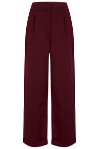 "Audrey" Tailored Trousers in Burgundy Perfectly Authentic 1940s Vintage Inspired Style - CC41, Goodwood Revival, Twinwood Festival, Viva Las Vegas Rockabilly Weekend Rock n Romance The Seamstress Of Bloomsbury