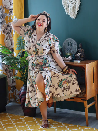 The "Charlene" Shirtwaister Dress in Tahiti Print, True 1940s-50s Vintage Style