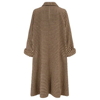 Swing Coat in Brown Hounds tooth check, Vintage 1940s Cape Style Inspired Over Coat
