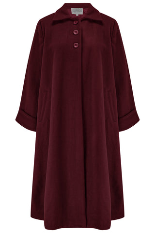 Swing Coat in Wine, Vintage 1940s Style Inspired Coat