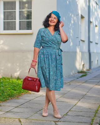 50s style midi dress 50s Style Cotton Midi Swing Dress