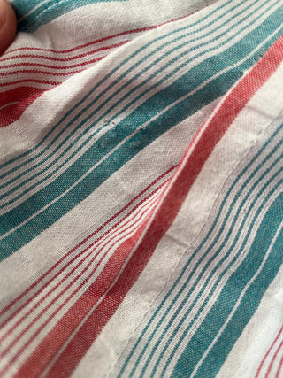 *Make Do & Mend* Sample Sale "Darla" Short Sleeve Blouse in Green and Red Stripe Size 14 .. PLEASE READ FULL DESCRIPTION ..