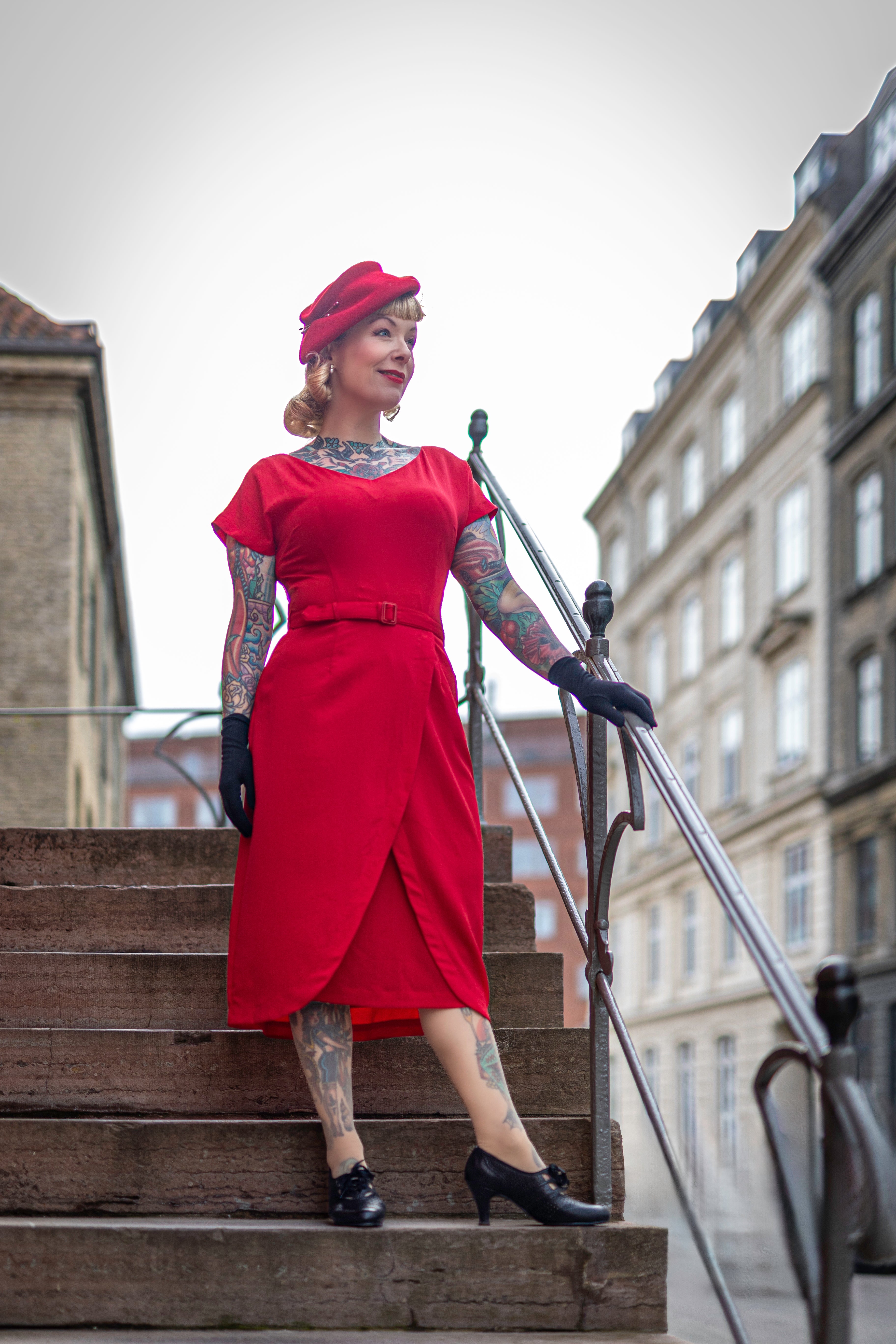 The Dita V Neck Sheath Dress in Red, True 1950s Vintage Style 12 The Dita V Neck Sheath Dress in Red, True 1950s Vintage Style 12