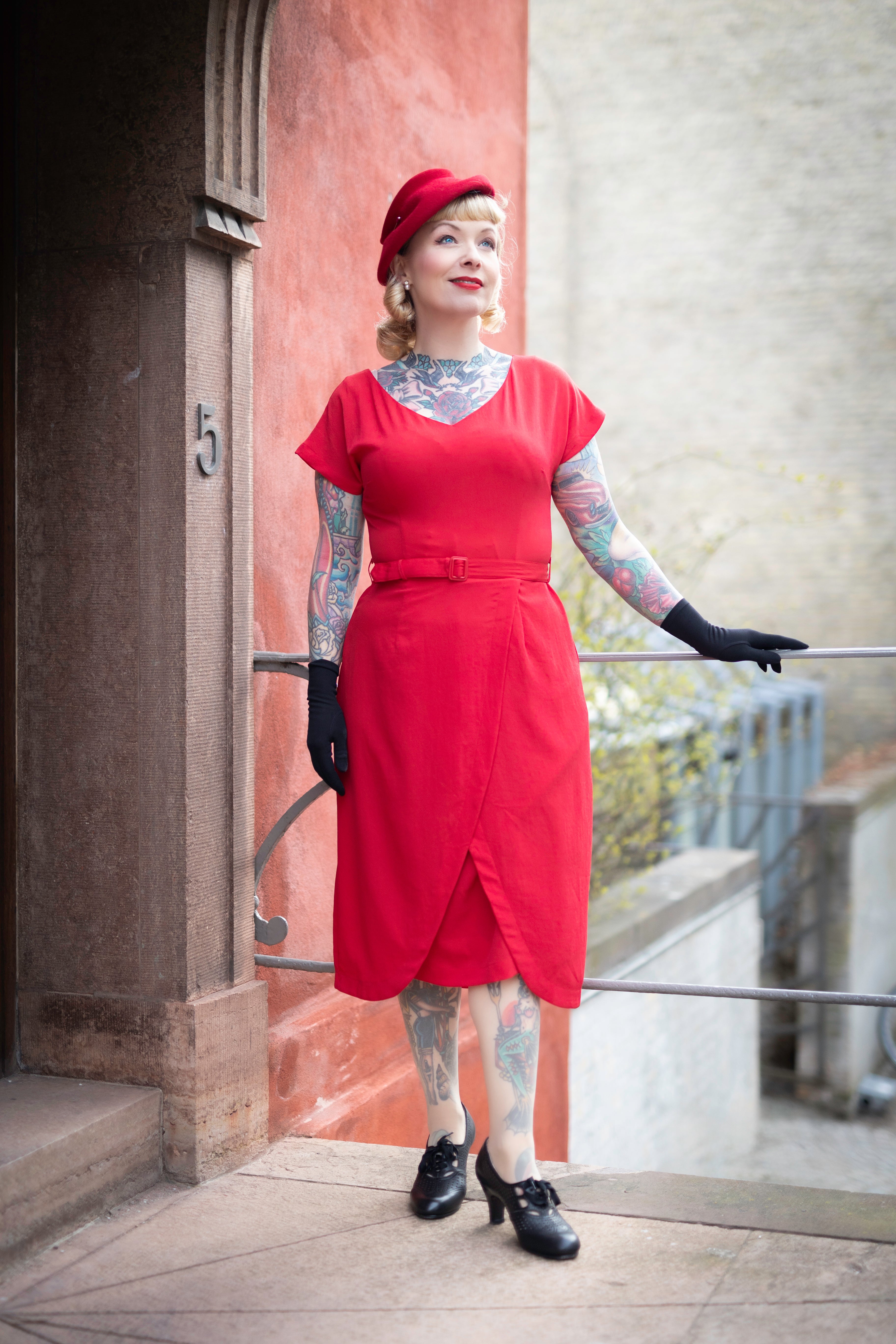 The “Dita V Neck Sheath Dress in Red, True 1950s Vintage Style 12 The “Dita V Neck Sheath Dress in Red, True 1950s Vintage Style 12