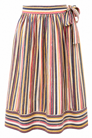 **Limited Edition** "Lucy" 2pc Set (Blouse & Skirt) In Multi Stripe, 100%Cotton, True 1950s Vintage Style