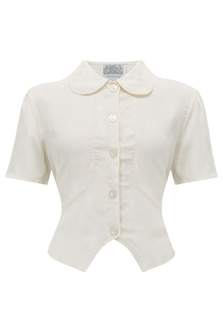 "Andrea" Blouse in Cream, Authentic & Classic 1940s Vintage Inspired Style - CC41, Goodwood Revival, Twinwood Festival, Viva Las Vegas Rockabilly Weekend Rock n Romance The Seamstress Of Bloomsbury