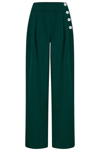 Pantalon « Audrey » en vert vintage, style vintage totalement classique des années 1940