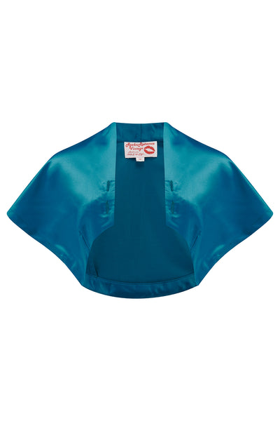 Nouvelle gamme RnR « Luxe ».. La robe « Ayda » 2pc et le boléro haussement d’épaules détachable en SATIN bleu paon super luxueux
