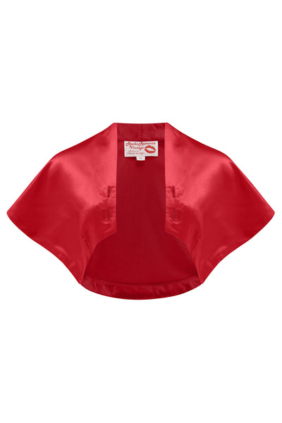 Nouvelle gamme RnR « Luxe ».. La robe « Ayda » 2pc et le boléro haussement d’épaules détachable en SATIN rouge écarlate super luxueux