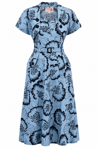 The "Ayda" 2pc Dress & Detachable Shrug Bolero Set In Midnight Waltz, True 1940s Vintage Style