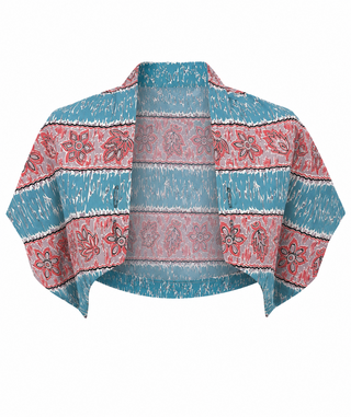 The "Ayda" 2pc Dress & Detachable Shrug Bolero Set In Fiesta Print, True 1950s Vintage Style