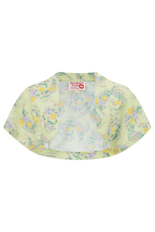 The "Ayda" 2pc Dress & Detachable Shrug Bolero Set In Meadow Lane, True 40s Vintage Style