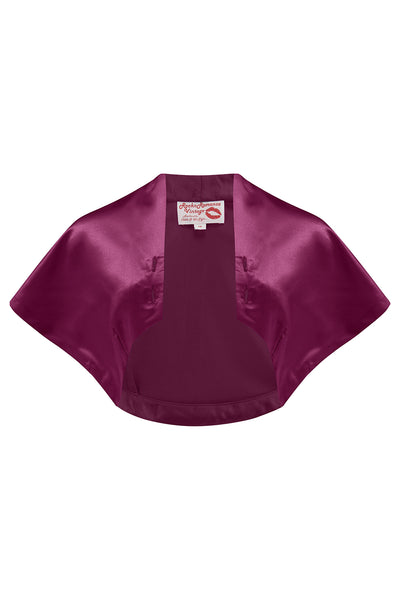 Nouvelle gamme RnR « Luxe ».. La robe « Ayda » 2pc et le boléro haussement d’épaules détachable en SATIN prune riche super luxueux