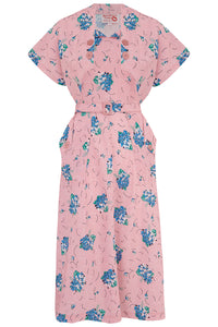 The "Ayda" 2pc Dress & Detachable Shrug Bolero Set In Pink Summer Bouquet, True Vintage Style