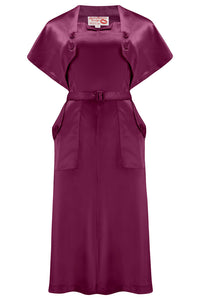 Nouvelle gamme RnR « Luxe ».. La robe « Ayda » 2pc et le boléro haussement d’épaules détachable en SATIN prune riche super luxueux