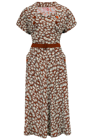The "Ayda" 2pc Dress & Detachable Shrug Bolero Set In Cinnamon Whisp, True Vintage Style