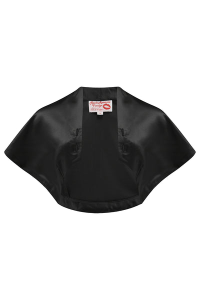 Nouvelle gamme RnR « Luxe ».. La robe 2pc « Ayda » et le boléro haussement d’épaules détachable en satin noir onyx super luxueux
