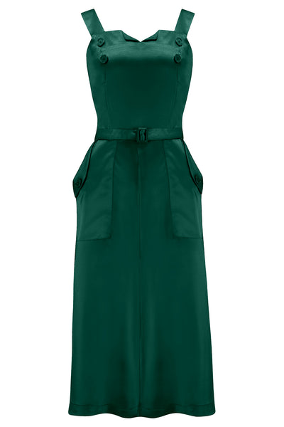 RnR "Luxe" Range.. The "Ayda" 2pc Dress & Detachable Shrug Bolero Set In Super Luxurious Azure Green SATIN