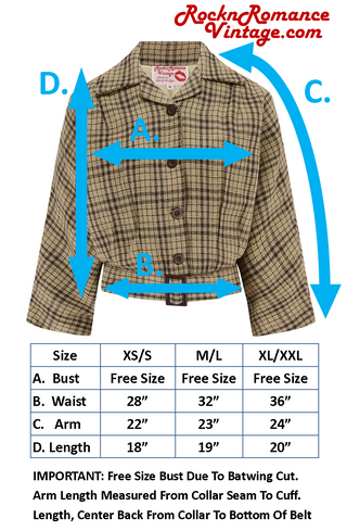 The "Be-Bop" Semi-Cropped, 3/4 Sleeve Jacket in Navy & Brown Check, 100% Wool .. Classic Early 50s Style (Wool No.7) - Vintage Clothing, CC41, Dress For Goodwood Revival, Vintage Outfit, Twinwood Festival Outfit, Viva Las Vegas Rockabilly Weekend Rock n Romance Rock n Romance