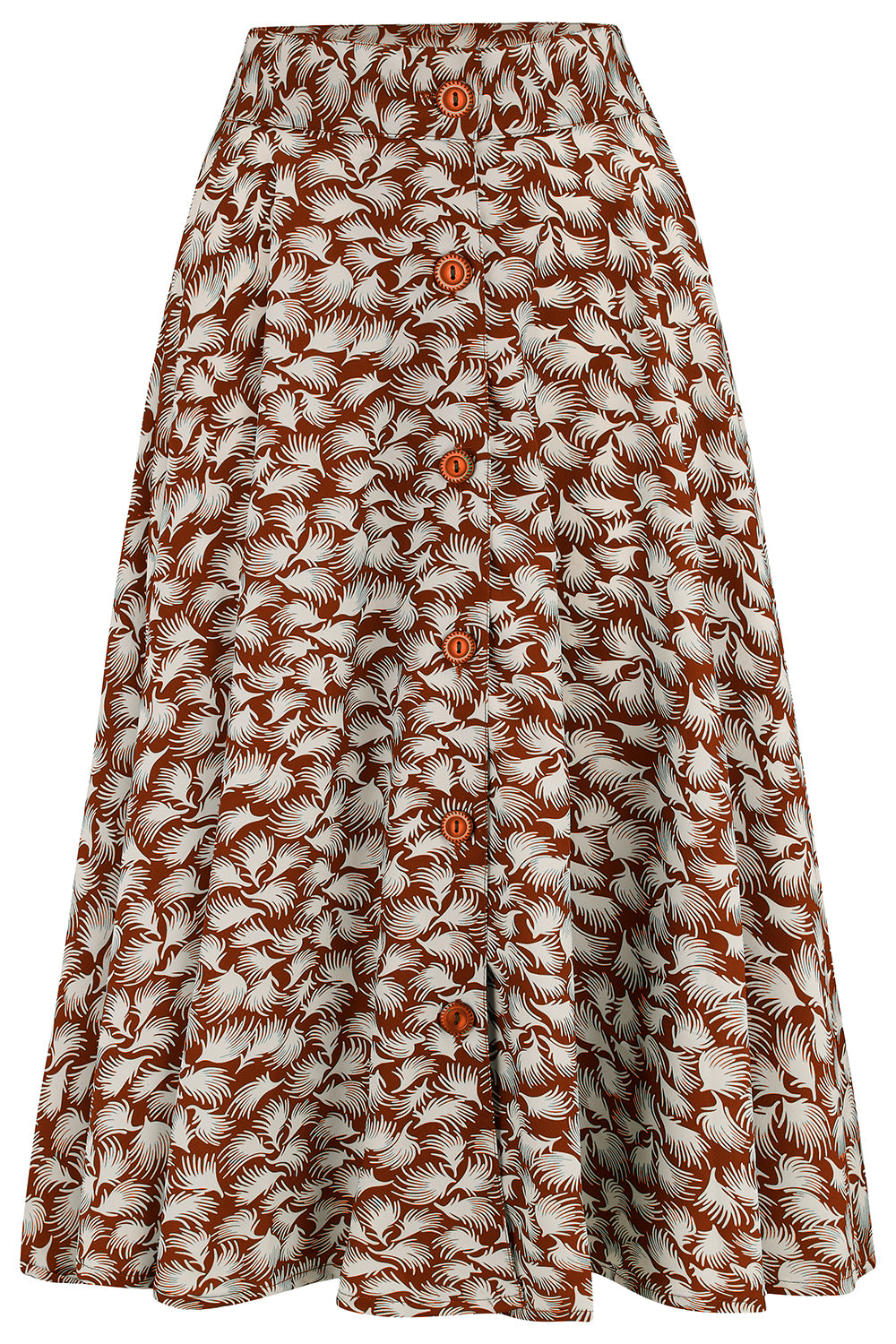 The "Beverly" Button Front Full Circle Skirt with Pockets in Cinnamon Whisp Print, True 1950s Vintage Style - CC41, Goodwood Revival, Twinwood Festival, Viva Las Vegas Rockabilly Weekend Rock n Romance Rock n Romance