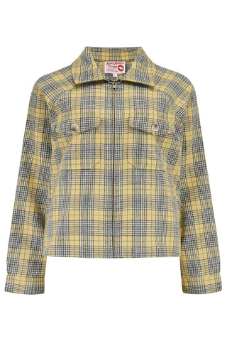 The "Bobby Jacket" in Soft Yellow Tartan 100% Wool, Classic Rockabilly Style (Wool No.4)