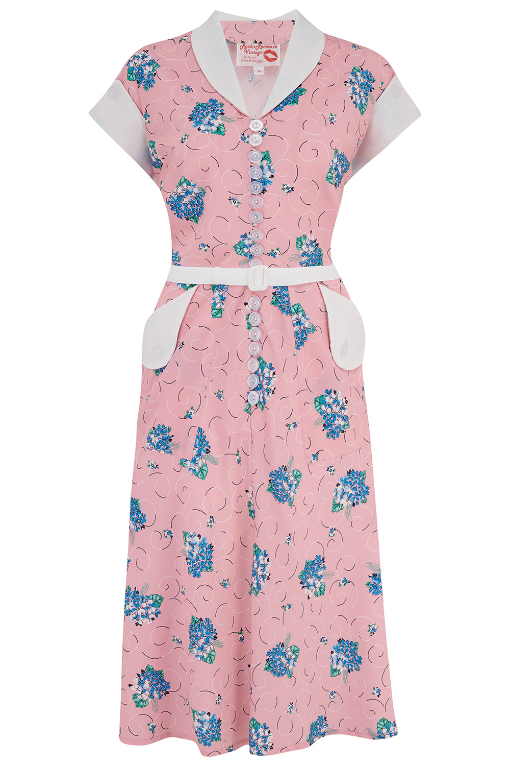 The "Casey" Dress in Pink Summer Bouquet, True & Authentic 1950s Vintage Style