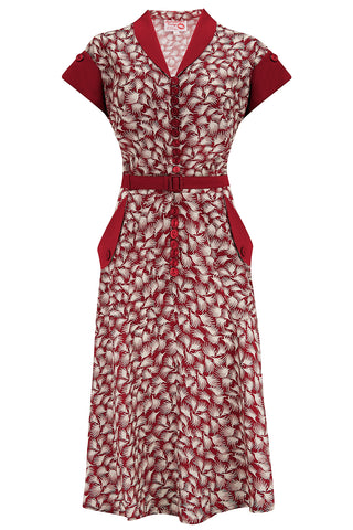 The "Casey" Dress in Wine Whisp Print, True & Authentic 1950s Vintage Style