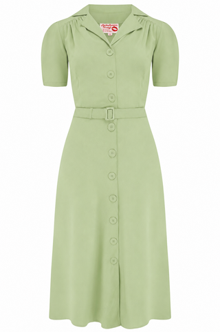 Charlene Shirtwaister Dress in Sage, Classic 1940s Vintage Style