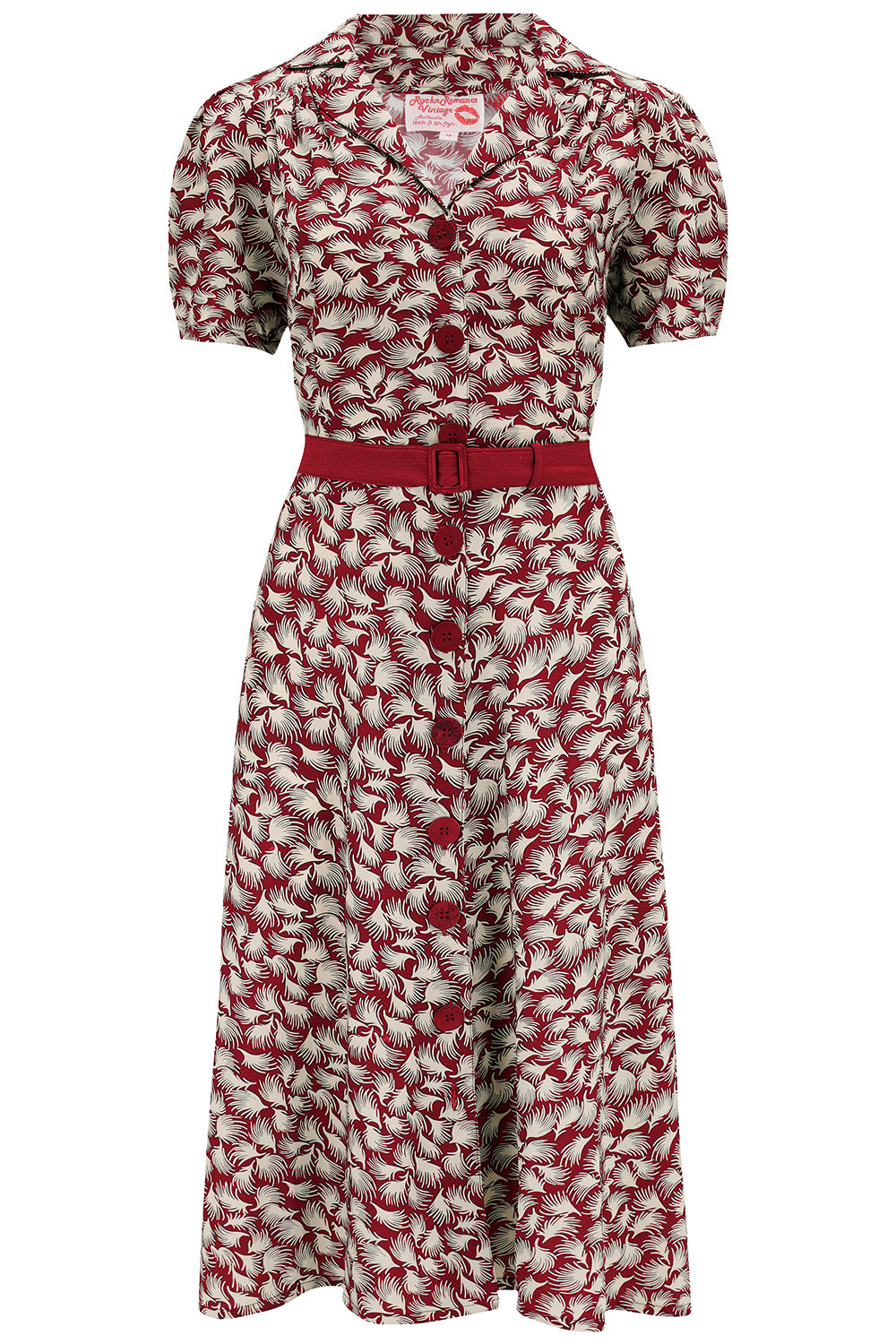 The "Charlene" Shirtwaister Dress in Wine Whisp Print , True 1950s Vintage Style