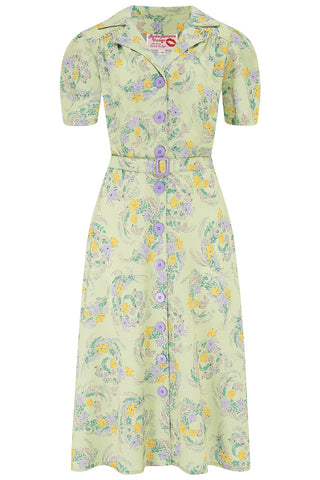 Charlene Shirtwaister Dress in Meadow Lane Print, Classic True 1950s Vintage Style