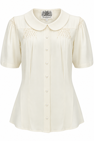 "Harriet" Blouse in Cream, Authentic & Classic 1940s Vintage Inspired Style