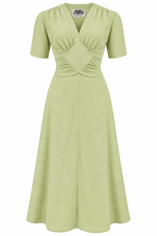 Ruby Dress in Pistachio, A Classic & Authentic 1940s Vintage Inspired Style By The Seamstress Of Bloomsbury