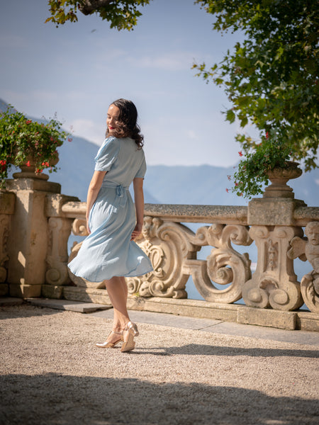 Ruby Dress in Powder Blue, A Classic & Authentic 1940s Vintage Inspired Style By The Seamstress Of Bloomsbury