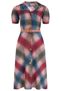 The "Charlene" Shirtwaister Dress in Cotswold Check Print, True 1950s Vintage Style