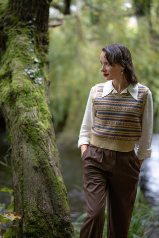 Women's Fair Isle Knitted Slipover Vest, Stunning 1940s True Vintage Style, By The Seamstress of Bloomsbury