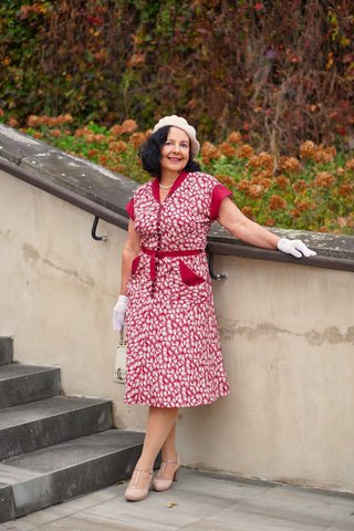 The "Casey" Dress in Wine Whisp Print, True & Authentic 1950s Vintage Style