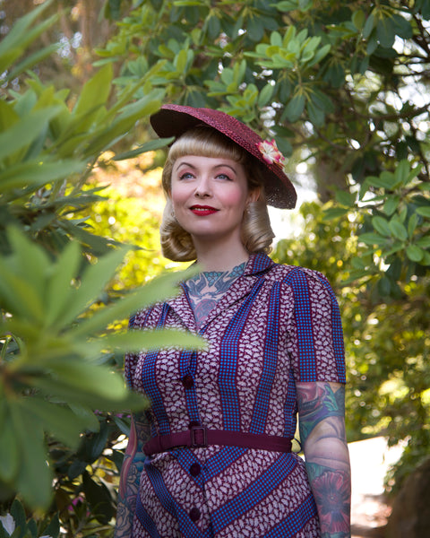 Charlene Shirtwaister Dress in Dotty Deco Print, True 1950s Vintage Style