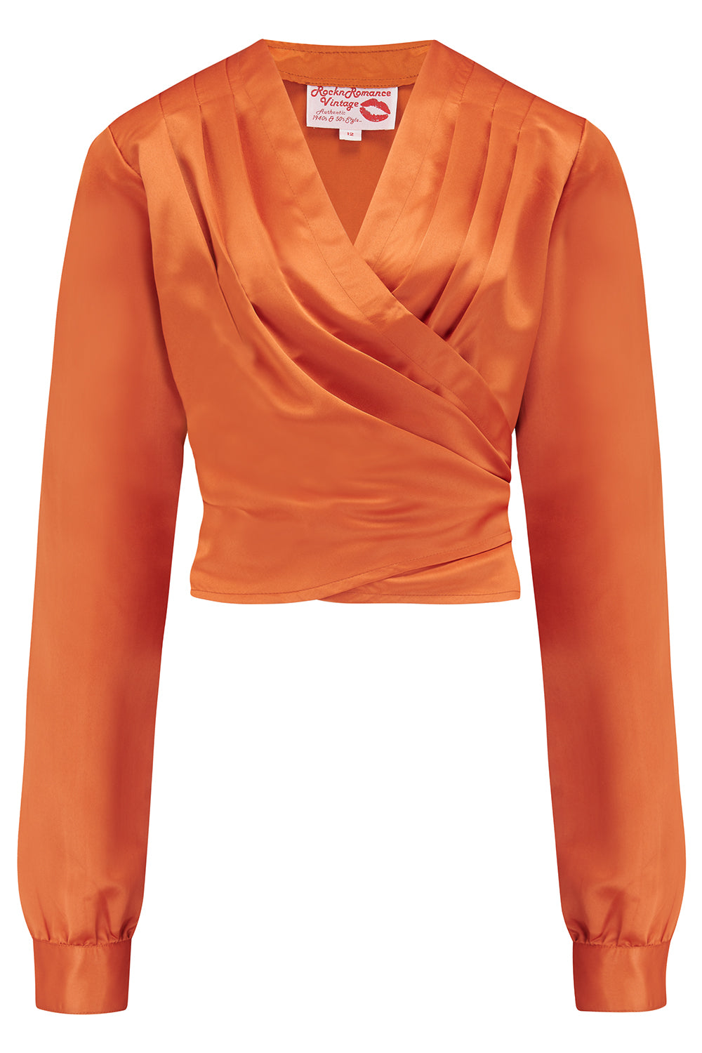 RnR "Luxe" Range.. The "Darla" Long Sleeve Wrap Blouse in Super Luxurious Burnt Orange SATIN