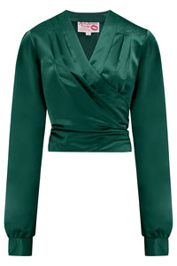 New RnR "Luxe" Range.. The "Darla" Long Sleeve Wrap Blouse in Super Luxurious Azure Green SATIN