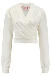 New RnR "Luxe" Range.. The "Darla" Long Sleeve Wrap Blouse in Super Luxurious Ivory SATIN
