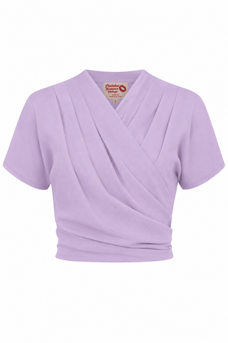 The "Darla" Short Sleeve Wrap Blouse in Mauve, True Vintage Style